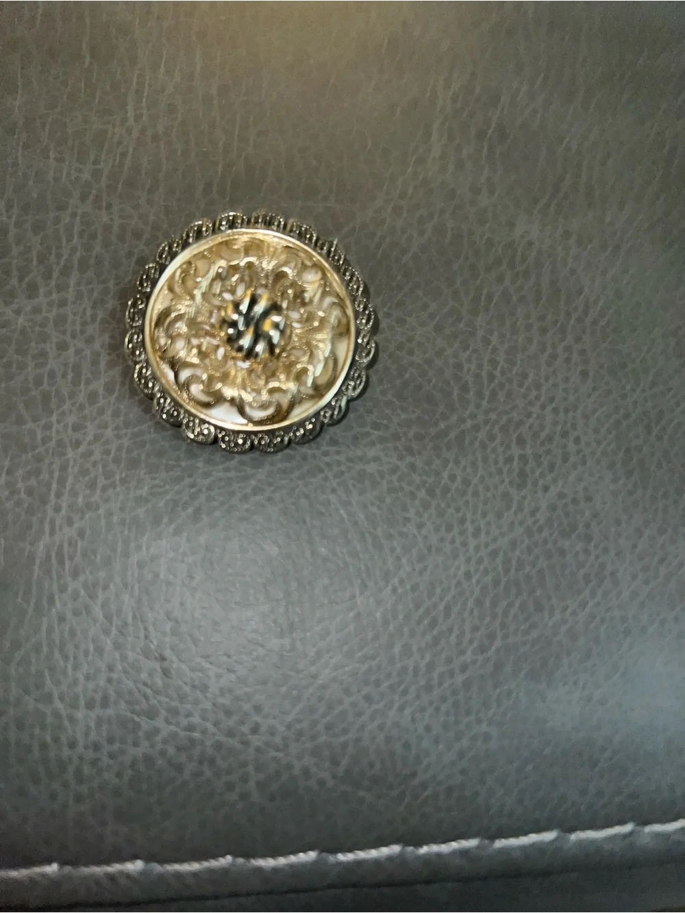 Ornate women’s Two-Tone Scarf Clip or Lapel Clip—great condition from W. Germany